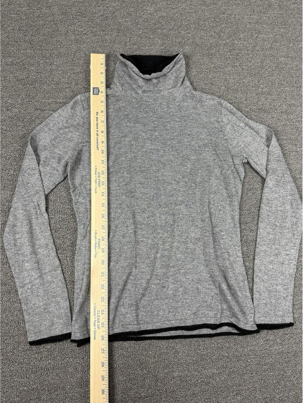 August Silk Women's L Gray & Black Turtleneck Sweater Silk Blend Quiet Luxury - Picture 8 of 9